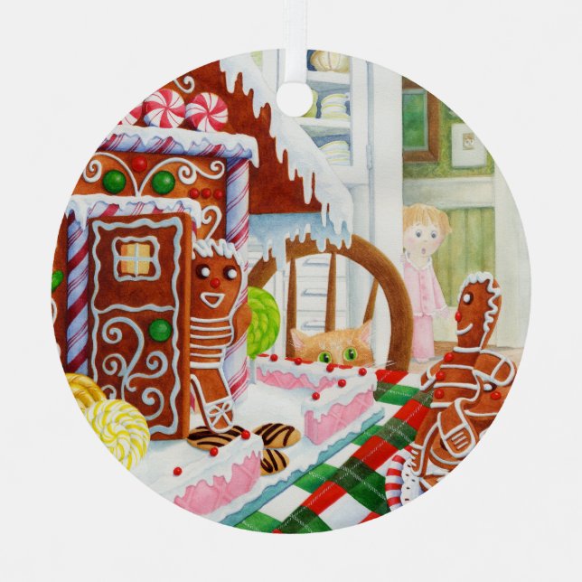 GINGERBREAD SURPRISE Metal Circle Ornament (Front)
