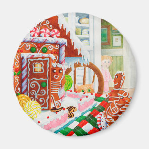GINGERBREAD SURPRISE Round Magnet