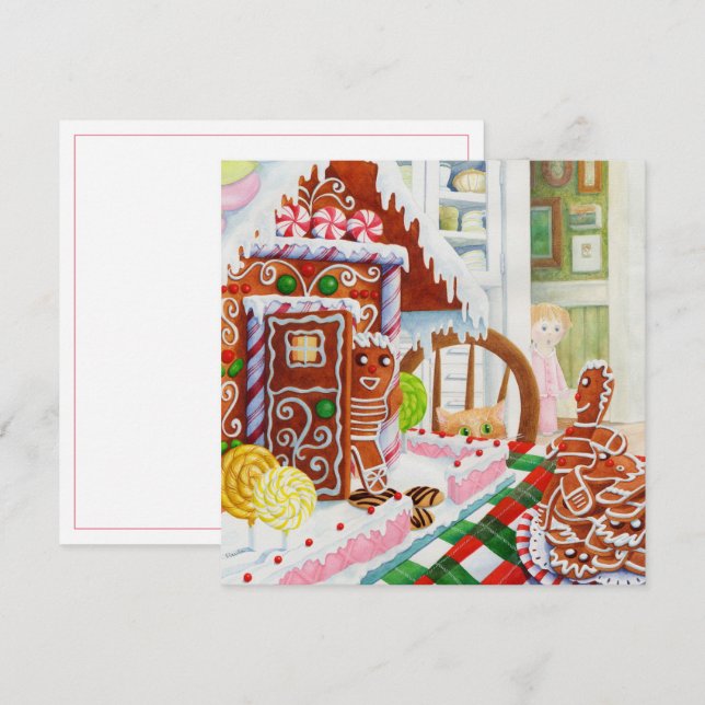 GINGERBREAD SURPRISE Square Flat Card (Front/Back)