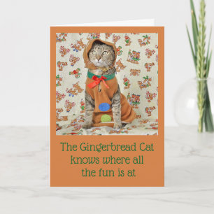 Gingerbread Tabby Cat Christmas Card