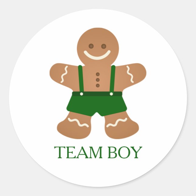 Gingerbread TEAM BOY Gender Reveal Game Labels (Front)