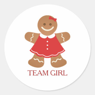 Gingerbread TEAM GIRL Gender Reveal Game Label