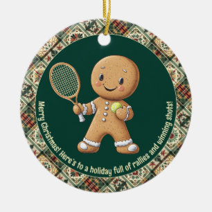 Gingerbread Tennis Grand Slam 🎾🎄custom text Ceramic Ornament