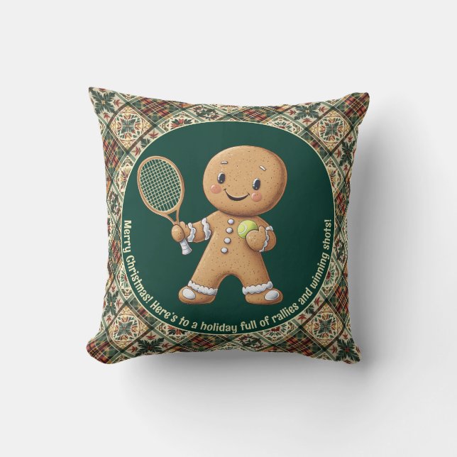 Gingerbread Tennis Grand Slam 🎾🎄custom text Cushion (Front)