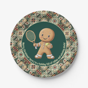 Gingerbread Tennis Grand Slam 🎾🎄custom text Paper Plate