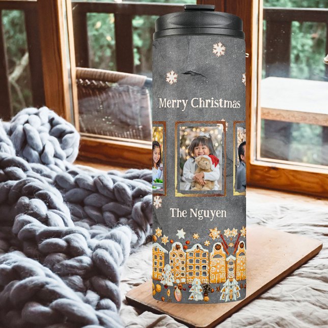 Gingerbread Town 5 Photo Template Thermal Tumbler (Creator Uploaded)