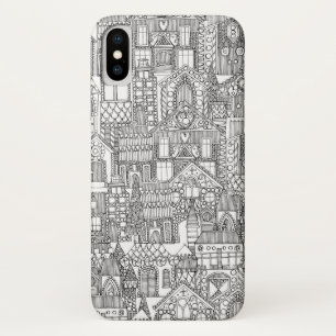 gingerbread town black white iPhone x case