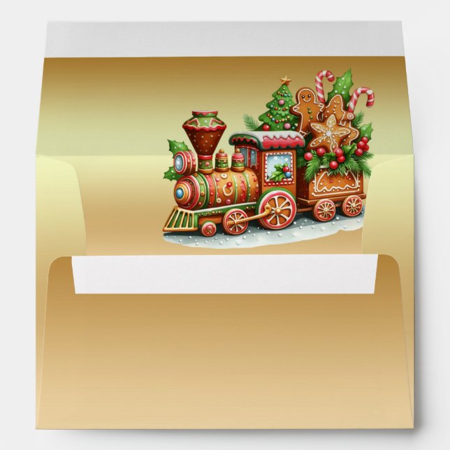 Gingerbread Train Holiday Envelope (Back (Bottom))