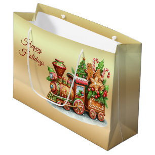 Gingerbread Train Holiday Gift Bag