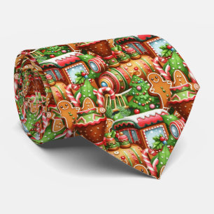 Gingerbread Train Holiday Neck Tie