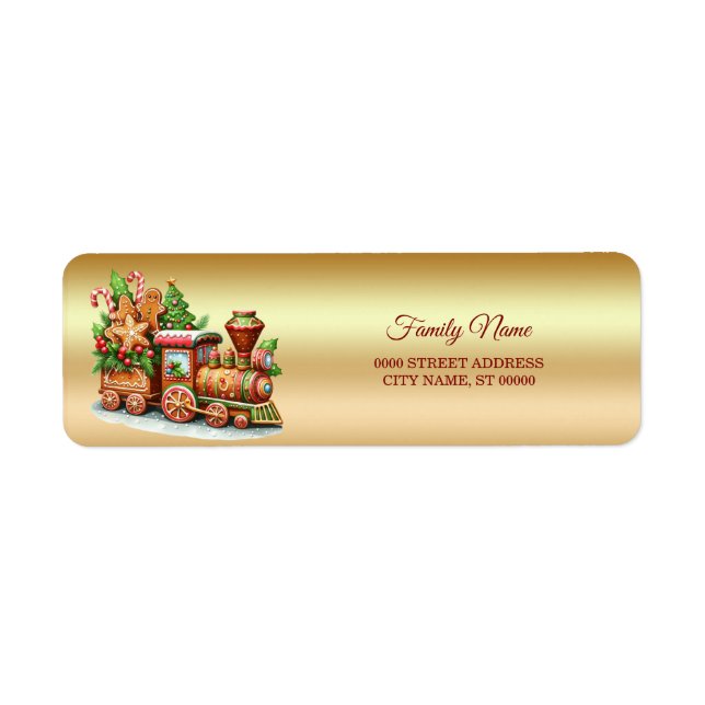 Gingerbread Train Holiday Return Address Label (Front)