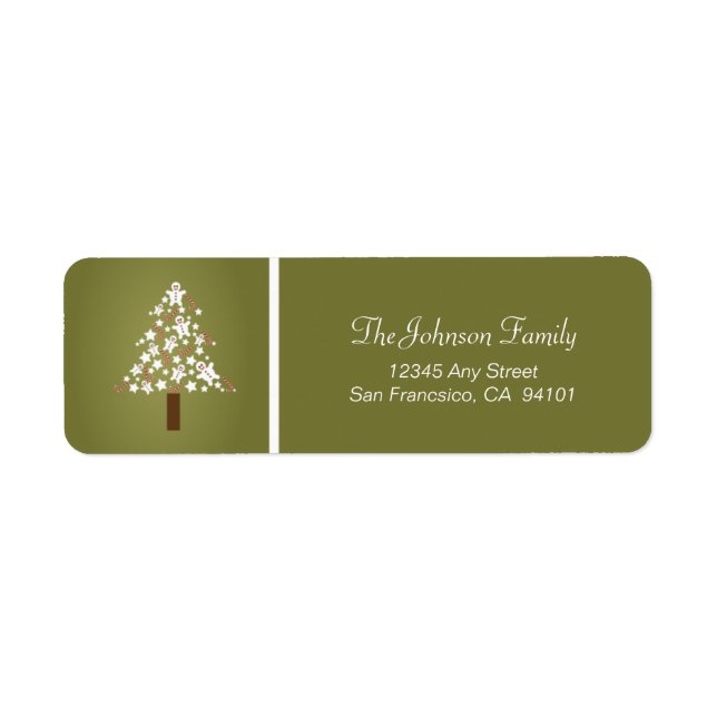 Gingerbread Tree Holiday Address Labels (olive) (Front)