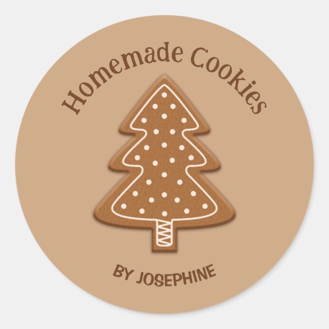 Gingerbread Tree Shape Cookie - Homemade Cookies Classic Round Sticker (Front)