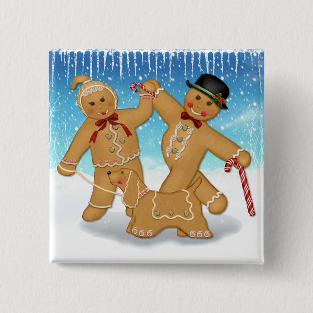 Gingerbread Trio 15 Cm Square Badge (Front)