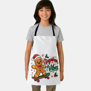 Gingerbread Vibes Skateboard Christmas Apron