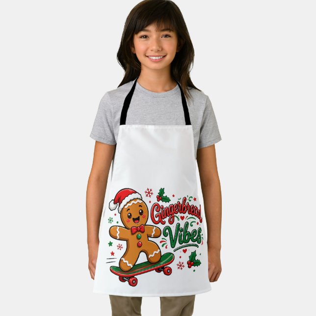 Gingerbread Vibes Skateboard Christmas Apron (Insitu)