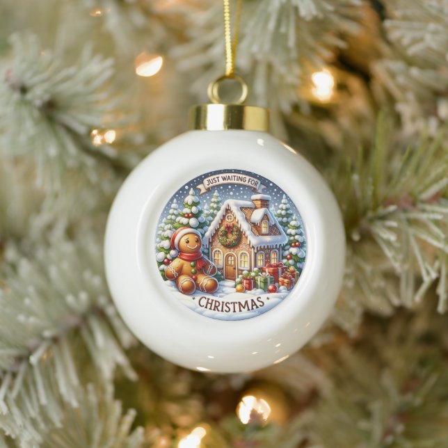 Gingerbread Village Charm Festive Christmas Wall  Ceramic Ball Christmas Ornament (Tree)