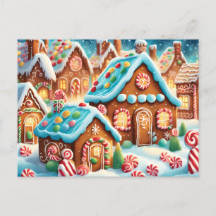 gingerbread village postcard