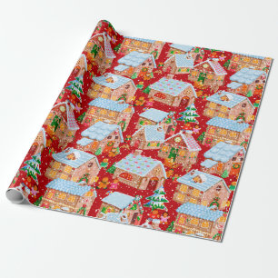 Gingerbread Village (red) Wrapping Paper