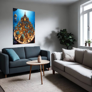 Gingerbread village under the sea   AI Art Poster
