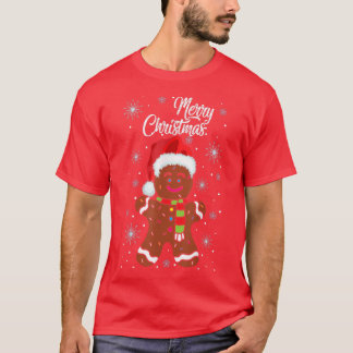 Gingerbread Wear Santa Hat Christmas Costume Cooki T-Shirt