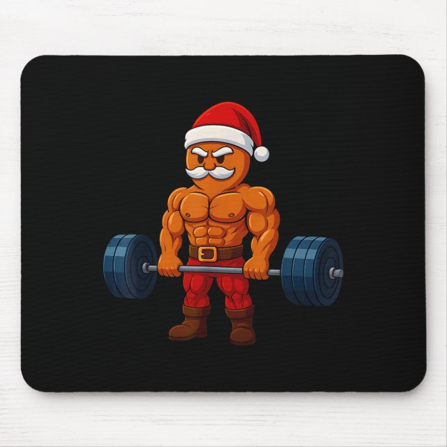 Gingerbread Weightlifting Fitness Gym Workout Chri Mouse Pad (Front)