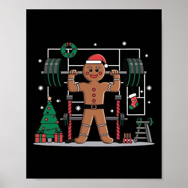 Gingerbread Weightlifting Workout Bodybuilding 2  Poster (Front)