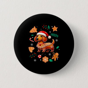 Gingerbread Weiner Dog Lover Dachshund Christmas C 6 Cm Round Badge