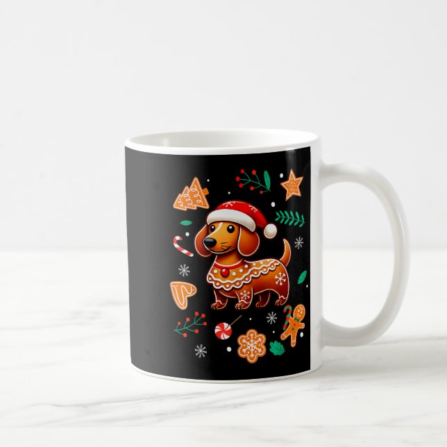 Gingerbread Weiner Dog Lover Dachshund Christmas C Coffee Mug (Right)