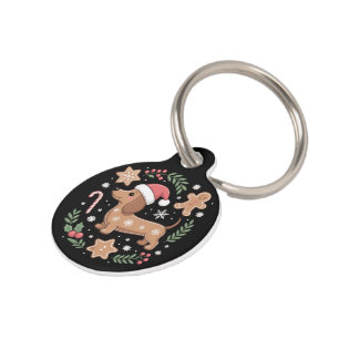 Gingerbread Weiner Dog Lover Dachshund Christmas  Pet Tag