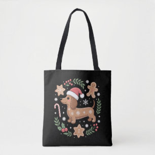 Gingerbread Weiner Dog Lover Dachshund Christmas Tote Bag