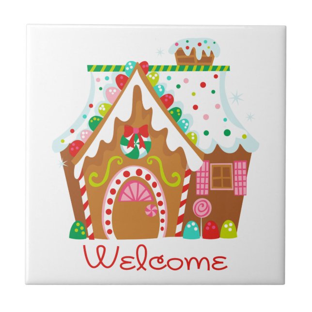 Gingerbread Welcome Ceramic Tile (Front)