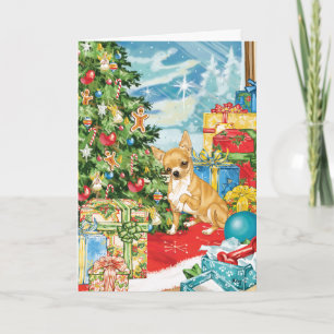 Gingerbread Wishes Chihuahua Christmas Art Holiday Card