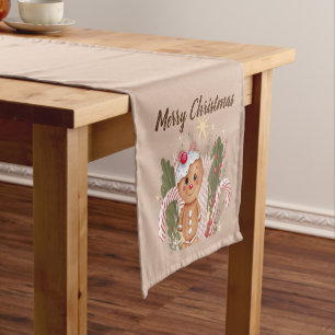 Gingerbread With a Cherry On Top Candycane Short Table Runner
