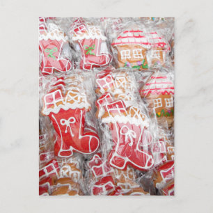 Gingerbread With Sugar Glazing For Christmas Holiday Postcard