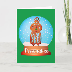 Gingerbread woman cookie snow globe card
