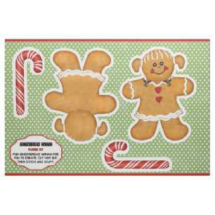 Gingerbread Woman Cut and Sew Plushie Kit Fabric