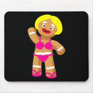 Gingerbread Woman In Bikini Christmas In July Part Mouse Pad
