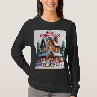 Gingerbread Wonderland with Holiday Penguins T-Shirt