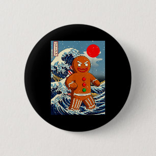 Gingerbread-zilla Vintage Japanese Art Funny Chris 6 Cm Round Badge