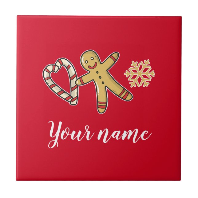 Gingerbreadman Love Ceramic Tile (Front)