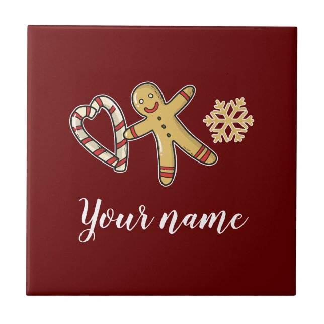 Gingerbreadman Love Ceramic Tile (Front)