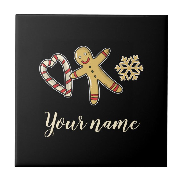 Gingerbreadman Love Ceramic Tile (Front)