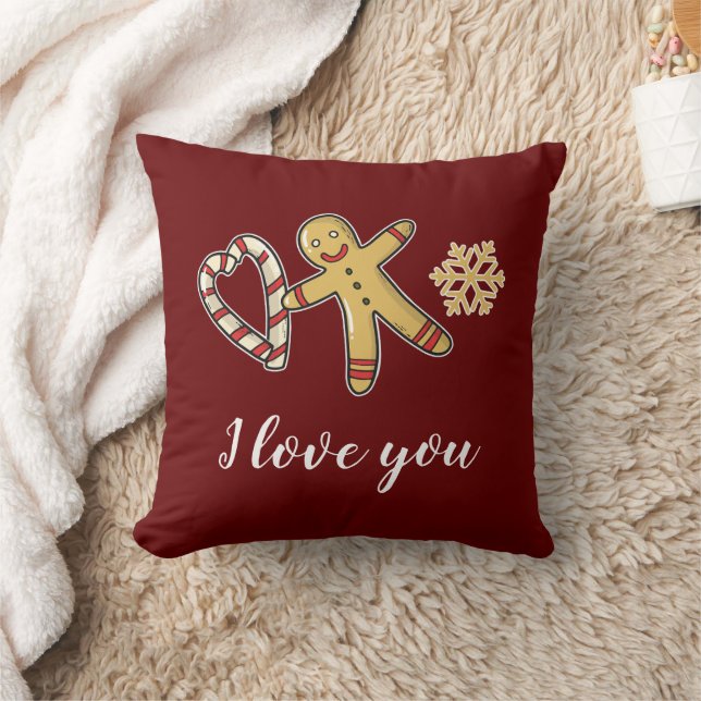 Gingerbreadman Love Throw Pillow (Blanket)