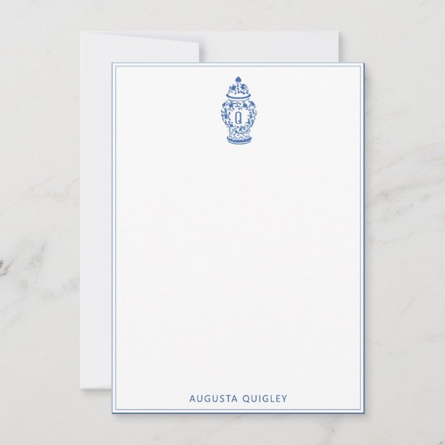 GingerJar Chinoiserie | Monogram Q | Note Card (Front)