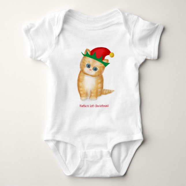 Gingerkitten baby's 1st Xmas personalized bodysuit (Front)