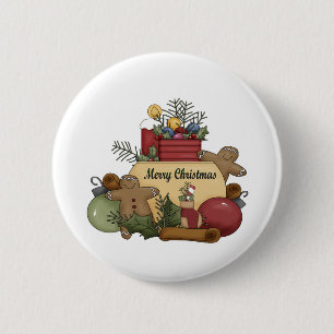 Gingerman Christmas 6 Cm Round Badge