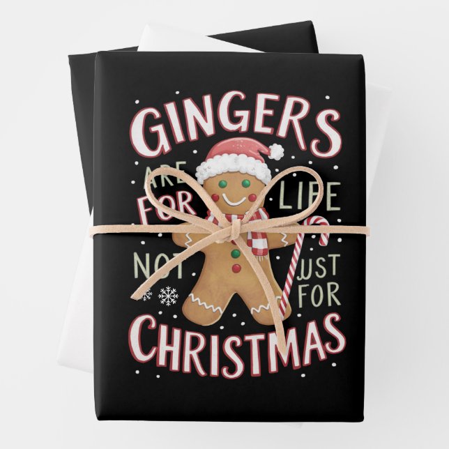 Gingers Are For Life Not Just For Christmas Funny Wrapping Paper Sheet (In situ)