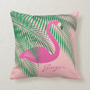 Ginger's Coral Flamingo Pillow