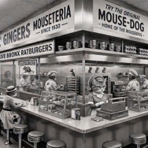Gingers NYC Mouseteria, Home of the Mousedog.
